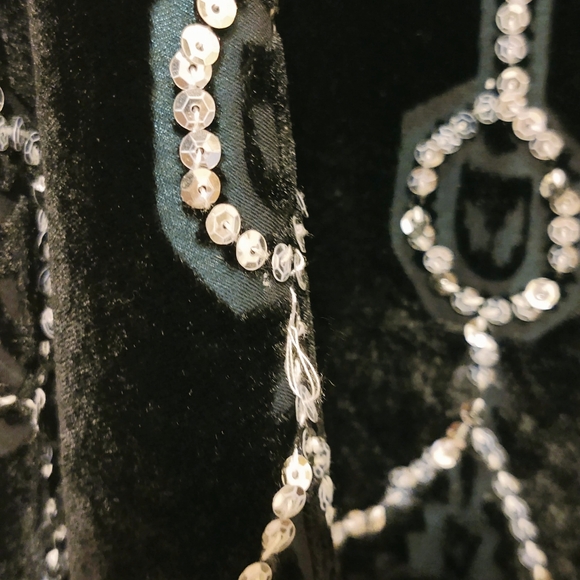 Vintage Carole Little Black Velvet/Silver Sequins Boho Holiday Skirt S/M - Picture 5 of 7